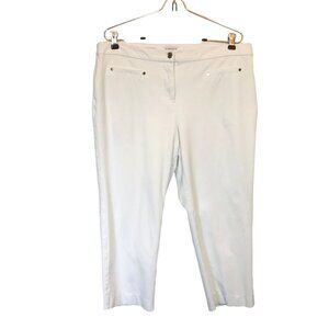 Charter Club Women's Flat Front Stretch Crop Pants in White - Sz 12